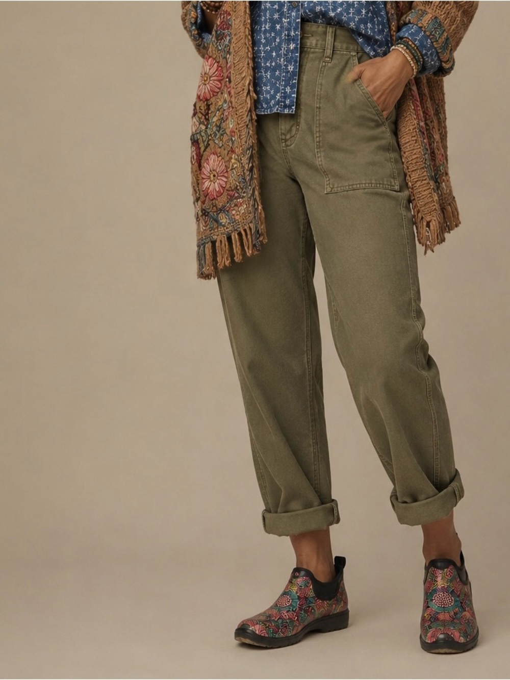 Western Chief Pink Floral Slip-On Rain Boots with Green Accents